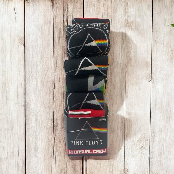 Pink Floyd Band 6 Pair CREW SOCKS Men Size 8-12 Bioworld NEW - Picture 1 of 6